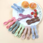 2PCS-Cute-Baby-Learning-Spoons-Utensils-Set-Food-Grade-Silicone-Sticky-Spoon-Children-Cutlery-Training-Spoon