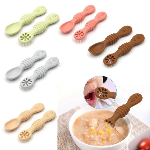 2PCS-Cute-Baby-Learning-Spoons-Utensils-Set-Food-Grade-Silicone-Sticky-Spoon-Children-Cutlery-Training-Spoon-4