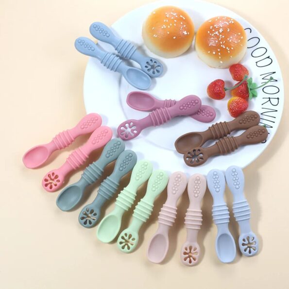 2PCS-Cute-Baby-Learning-Spoons-Utensils-Set-Food-Grade-Silicone-Sticky-Spoon-Children-Cutlery-Training-Spoon