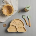 Baby-Bamboo-Dinnerware-With-Silicone-Suction-Cups-Kid-Feeding-Tableware-Set-Bowl-Plate-Fork-Spoon-Cup