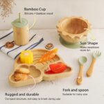 Baby-Bamboo-Dinnerware-With-Silicone-Suction-Cups-Kid-Feeding-Tableware-Set-Bowl-Plate-Fork-Spoon-Cup