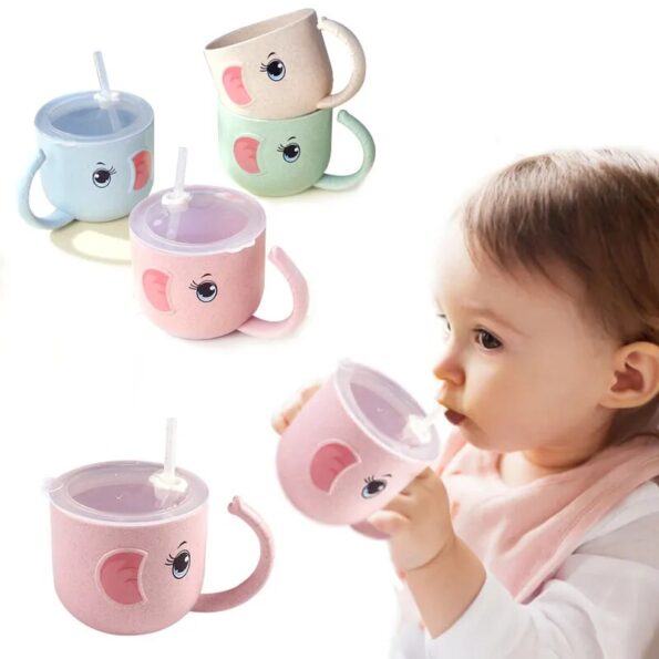 Baby-Feeding-Bottle-Kids-Cup-Silicone-Sippy-Children-Leakproof-Drinking-Cups-Cartoon-Infant-Straw-Handle-Wheat