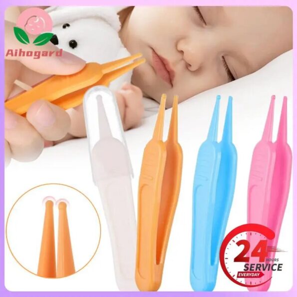 Baby-Plastic-Cleaning-Tweezers-Safety-Care-Round-Head-Clamp-Anti-skid-Design-Clean-Ear-Holes-Nostrils