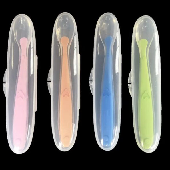 Baby-Soft-Silicone-Spoon-with-Storage-Box-Candy-Color-Temperature-Sensing-Spoon-Children-Food-Feeding-Dishes