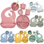 Baby-Soft-Silicone-Tableware-Set-Baby-Feeding-Dishes-Plate-Sucker-Bowl-Bibs-Spoon-Fork-Set-Children