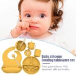 Baby-Soft-Silicone-Tableware-Set-Baby-Feeding-Dishes-Plate-Sucker-Bowl-Bibs-Spoon-Fork-Set-Children
