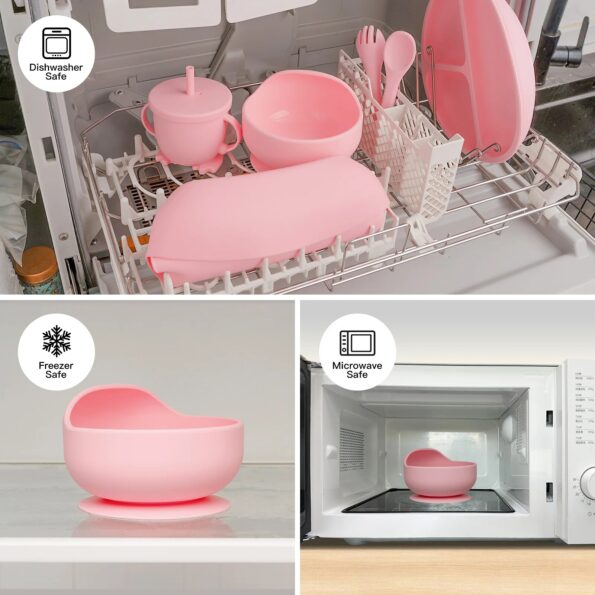Children-s-Dishes-Set-Baby-Silicone-6-piece-Tableware-Set-Suction-Cups-Forks-Spoons-Bibs-Straws-2