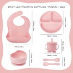 Children-s-Dishes-Set-Baby-Silicone-6-piece-Tableware-Set-Suction-Cups-Forks-Spoons-Bibs-Straws