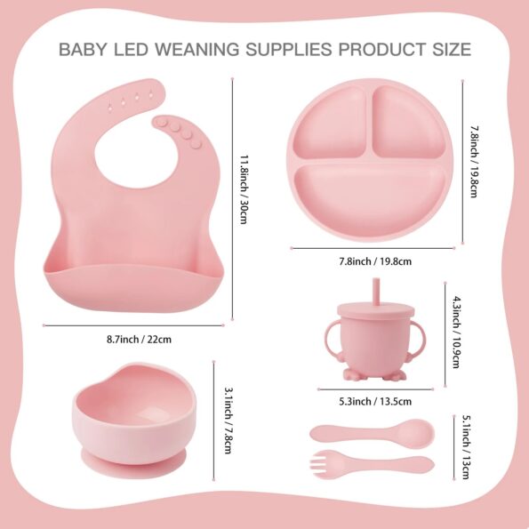 Children-s-Dishes-Set-Baby-Silicone-6-piece-Tableware-Set-Suction-Cups-Forks-Spoons-Bibs-Straws-7