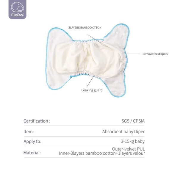 Elinfant-Rainbow-Print-Bamboo-Velour-Cloth-Diaper-Heavy-Wetter-Hybrid-AIO-AI2-Waterproof-Bamboo-Cotton-insert-1