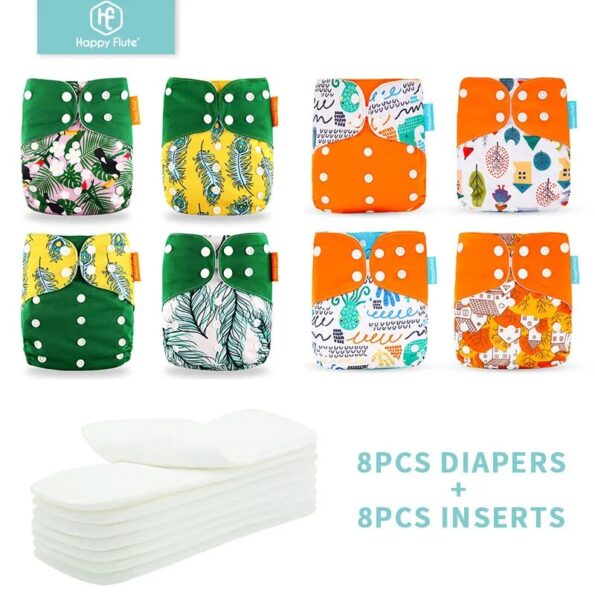 HappyFlute-8-diapers-8-Inserts-Baby-Cloth-Diapers-One-Size-Adjustable-Washable-Reusable-Cloth-Nappy-For-7